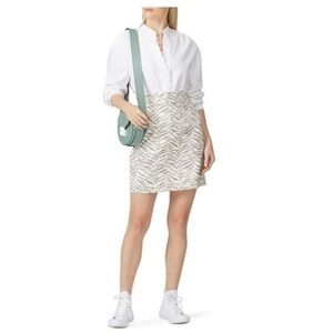 NWT La Vie Rebecca Taylor Ziger Denim Skirt in Cream Combo Size 25